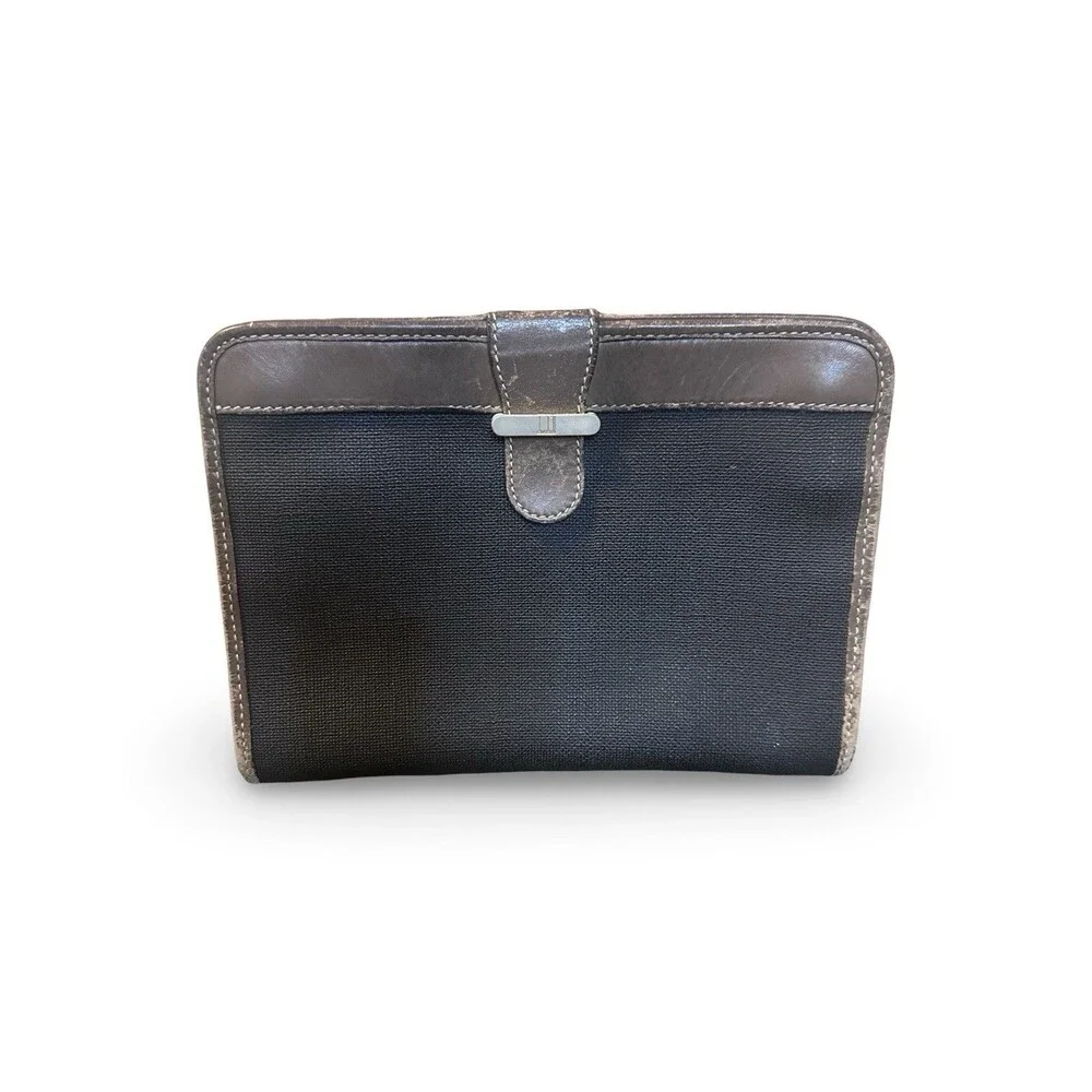 Dunhill London Vintage Toiletry Travel Bag Black Canvas Brown Leather